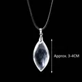 Natural purple amethyst teardrop crystal pendant with black cord necklace, approx. 3-4cm - Clear Quartz Leaf Pendant with Black Leather Cord