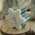 Christmas snowflake candle decorative mini festive candle desktop ornament with bell for home decor - Green and White Snowflake