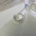 Detailed view of silver matelasse quilted open ring with high-polished metallic finish - Open (Silver) / Silver