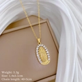 Golden Virgin Mary oval pendant necklace with zircon halo and 45cm adjustable chain - Virgin Mary Oval Zircon Relief Style (E254)