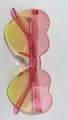 Frameless heart shaped rimless sunglasses with pink and yellow gradient lenses - Pink Yellow Gradient