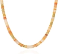 Bohemian beaded necklace featuring orange and cream natural stone disks with gold spacers - Style 24 (Yellow Aventurine) (6mm)
