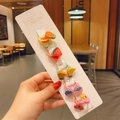 Kids fruit pattern hair tie set with strawberry and watermelon designs on white card - Flat Strawberry Cherry Style (21#) / 10 Pieces Pack
