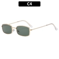 Retro small square sunglasses with a golden metal frame and dark green C4 lenses - Gold Frame Dark Green Lenses