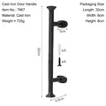 30cm vintage black cast iron door handle with mounting hardware for gardens and gates - 7867 Handle Large