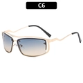 Y2K vintage metal sunglasses with gold frames and grey-blue to yellow gradient lenses - Gold Frame Blue Tea Lens