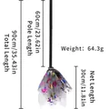 Halloween purple mesh witch broom with star patterns and detailed size dimensions - Color-Printed Grey Broom