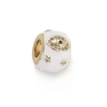 Detailed close-up of a white enamel evil eye charm with gold plating and zircon stars - 08-White Enamel Evil Eye Bead