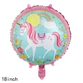 18 inch round pink foil balloon with unicorn and rainbow for girl birthday party - Double-sided Unicorn