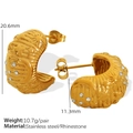 18k gold plated stainless steel C-shaped hoop earrings with sun moon star and rhinestones - Gold