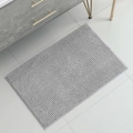 Absorbent grey chenille bath mat with soft granular texture on a tiled floor - 50*140CM / Light Gray