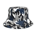 Dettaglio del cappello alla pescatora mimetico con motivo blu e grigio e cuciture rinforzate - M (56-58cm) / Camouflage Grigio
