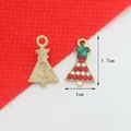 Christmas tree charm with green crystals and gold alloy base measuring 1.7cm in height - Green Star Red Tree