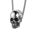 Retro stainless steel skull pendant necklace with silver finish for men and women - Skull Head Steel Color + Stainless Chain