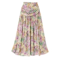 Gonna lunga a fiori a vita alta con eleganti dettagli drappeggiati per le vacanze - Taglia unica / Sarong / Gonna a Portafoglio Stampa Floreale Rosa Viola