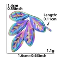 Dettaglio dimensioni per orecchini a fiore in acciaio 304 con finitura arcobaleno lucido - Foglia radiante / Bianco AB