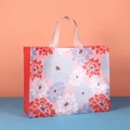 Pink floral non-woven tote bag with spacious side gusset and sturdy handles - Vibrant Floral