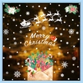 Merry Christmas gingerbread man window clings with Santa and snowflake motifs - 2-Pack Combination BQ426+462