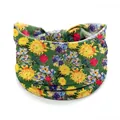 Elastic wide floral headband for women in dark green with yellow sunflower pattern - EU 44