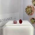 Elegant silver-tone stud earrings featuring oval red gemstones on a white jewelry case - A Pair Of Red Diamond Leds - 135