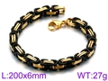 Two-tone black and gold titanium steel braided bracelet with 200x6mm lobster clasp - Black and Gold Bicolor (KB91936-Z)