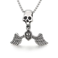 Colgante gótico punk de alas de ángel y calavera pirata en acero con cadena de caja - Estilo Calavera Con Alas (KP55377-BD)