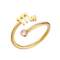 Adjustable 18K gold plated Scorpio zodiac ring with a sparkling orange zircon stone - Scorpio