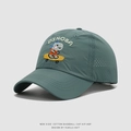 Close-up of kids quick-dry baseball cap with dinosaur embroidery and breathable side vents - 54cm (3-8 Years Old) / Green