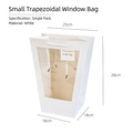 White small trapezoidal gift bag with clear window and 25x28x18cm dimensions - Small Trapezoidal White