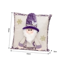 Linen Christmas pillow case with purple sequin gnome design measuring 43x43x5 cm - Purple Santa Pillowcase