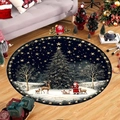 Rond kersttapijt met de Kerstman en rendieren op houten vloer met decoraties - Sdj_rond Tapijt-10 / 80*80cm (imitatie Kasjmier)