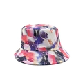 Chapeau bob unisexe avec imprimé abstrait 3D coloré et bord large pour le soleil - Rose Fuchsia Violet Orange Tie-Dye (01)
