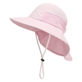 Detail eines rosa Kinder-Sonnenhuts mit atmungsaktivem Mesh und schützendem Nackenschutz - S / Rosa