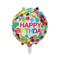 Round foil balloon with colorful polka dots and Happy Birthday text for party decor - 18 Inch Round Large Colorful Dots