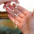 Detailed view of freshwater pearl necklace featuring silver chain and elegant white pearls - Freshwater Pearl Lobster Clasp Necklace