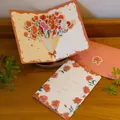 3D pop-up rose flower greeting card set with orange envelope and floral sticker - Style A-Rose Blossom