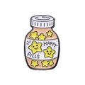 Καρφίτσα Happy Pills με γυάλινο μπουκάλι γεμάτο με κίτρινα αστέρια - Στυλ Βάζου Happy Pills (XZ8603)