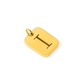 Titanium steel square pendant with cutout letter I in gold finish - Letter I (I-Pendant)
