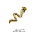 Golden snake pendant with zircon inlays for jewelry making 6.5x15x1.5mm size - Colorful Stone Snake (8)