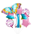 Detail von buntem Schmetterling und Farbverlauf-Nummer 1 Ballon-Set für Geburtstag - Schmetterling Farbverlauf Nummer 1