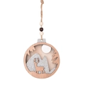 Round wooden Christmas ornament with 3D forest elk scene and silver glitter mountain - Style C (Forest & Snowy Mountain)