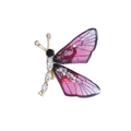 Macro shot of purple butterfly brooch with gold metal frame and sparkling crystal details - Small Dragonfly Red