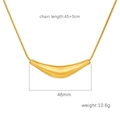 Minimalist gold titanium horn pendant necklace on snake chain with detailed dimensions - Curved Tube Shape (Gold MS-641C)