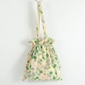 Sac à bandoulière en toile florale avec cordon de serrage et imprimé marguerites vertes - 34*38cm / Pissenlit Vert