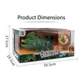 Green interactive electric chameleon cat toy in box with product dimensions details - Remote Control Chameleon