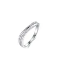 Elegante anello ondulato in argento sterling S925 con pavé di pietre brillanti - Taglia US 8 / Argento