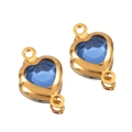 Blue heart crystal pendant with gold plating and double connectors for DIY necklaces - Gold Base-Navy Blue