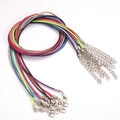 Multi-color 1.5mm waxed cord necklace set with lobster clasp and extension chain - 1.5mm*45cm / Multicolor