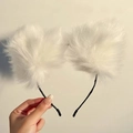 Serre-tête oreilles de chat blanches en peluche douce pour costume de cosplay fête - Oreille de Chat Blanche