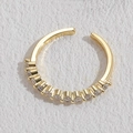 Anello regolabile minimalista placcato oro con pavé di zirconi stile elegante - Zircone a Fila Singola Colore Oro 14K
